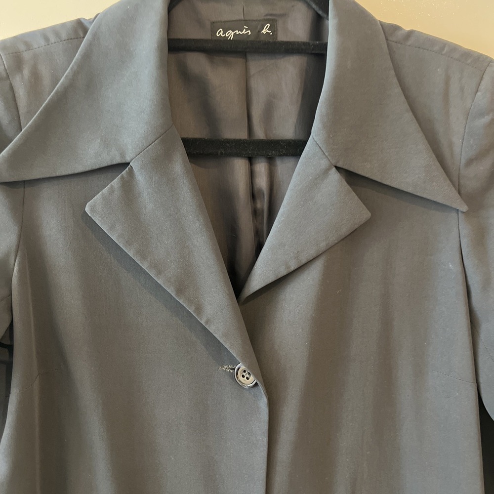 AGNES B Charcoal‎ Wide Collar Coat Size 6-8  Lined Pockets Quiet Luxury France - Picture 6 of 9
